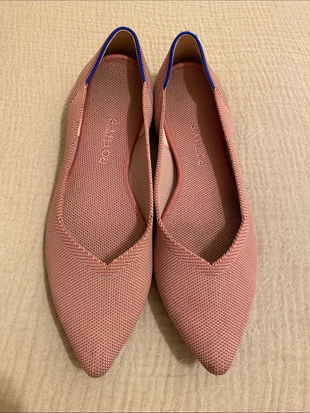 Rothy's Pointed Knit Flats in Red and Blush Pink. Size 10 . Set